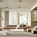 Modern Living Room Interior With Golden Chairs Floor Lamp And Light Wood Walls