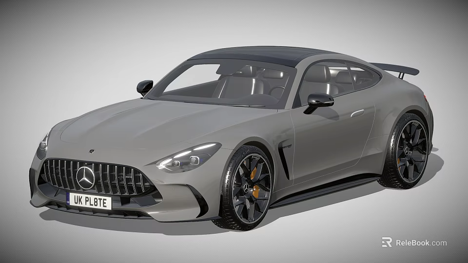 Sleek Silver Mercedes AMG GT Sports Car With Black Roof And Alloy Wheels 3d model 