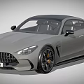 Sleek Silver Mercedes AMG GT Sports Car With Black Roof And Alloy Wheels