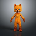 Fluffy Orange Cartoon Cat Character Standing Creature With Blue Eyes Furry Design