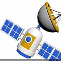 Smart Machine Satellite Design With Solar Panels Yellow Ring And White Body