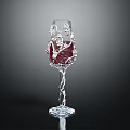 Decorative Wine Glass With Intricate Patterns And Red Liquid In Transparent Base