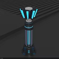 Modern Illuminated Tower With Blue Light Strips And Futuristic Glowing Design