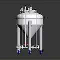 Stainless Steel Industrial Tank With Conical Bottom Mobile Wheels And Top Valves