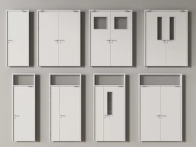 Various White Door Designs With Single Double Panel And Glass Features 3d model