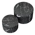 Two Black Marble Cylindrical Pedestals For Modern Home Decor Accents