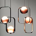 Modern Pendant Lights With Black Copper Frames And Illuminated Spherical Globes 3d model