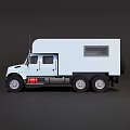 White Camper Truck With Double Cab And Cargo Container Featuring Side Window 3d model