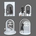 Chanel Brand Display Setup With Arch Design Mannequin And Black Dress
