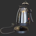Stainless Steel Household Electric Kettle With Base Red Button Power Cord And Modern Design