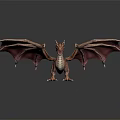 Red Mythical Dragon Fantasy Character With Extended Wings And Scaled Body