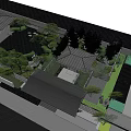 Modern Outdoor Pergola Design With Natural Pond Trees And Rockery Landscape