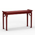 Chinese Style Dark Red Solid Wood Console Table With Traditional Simple Lines 3d model