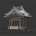 Traditional Chinese Architecture Featuring Sloped Tile Roof Decorative Eaves And Wooden Columns On Stone Platform