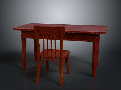 Classic Wooden Desk With Matching Chair For Home Office Interior Setup 3d model