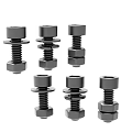 High Quality Black Metal Bolts and Nuts Multiple Durable Hardware Tools for Industrial Use 3d model