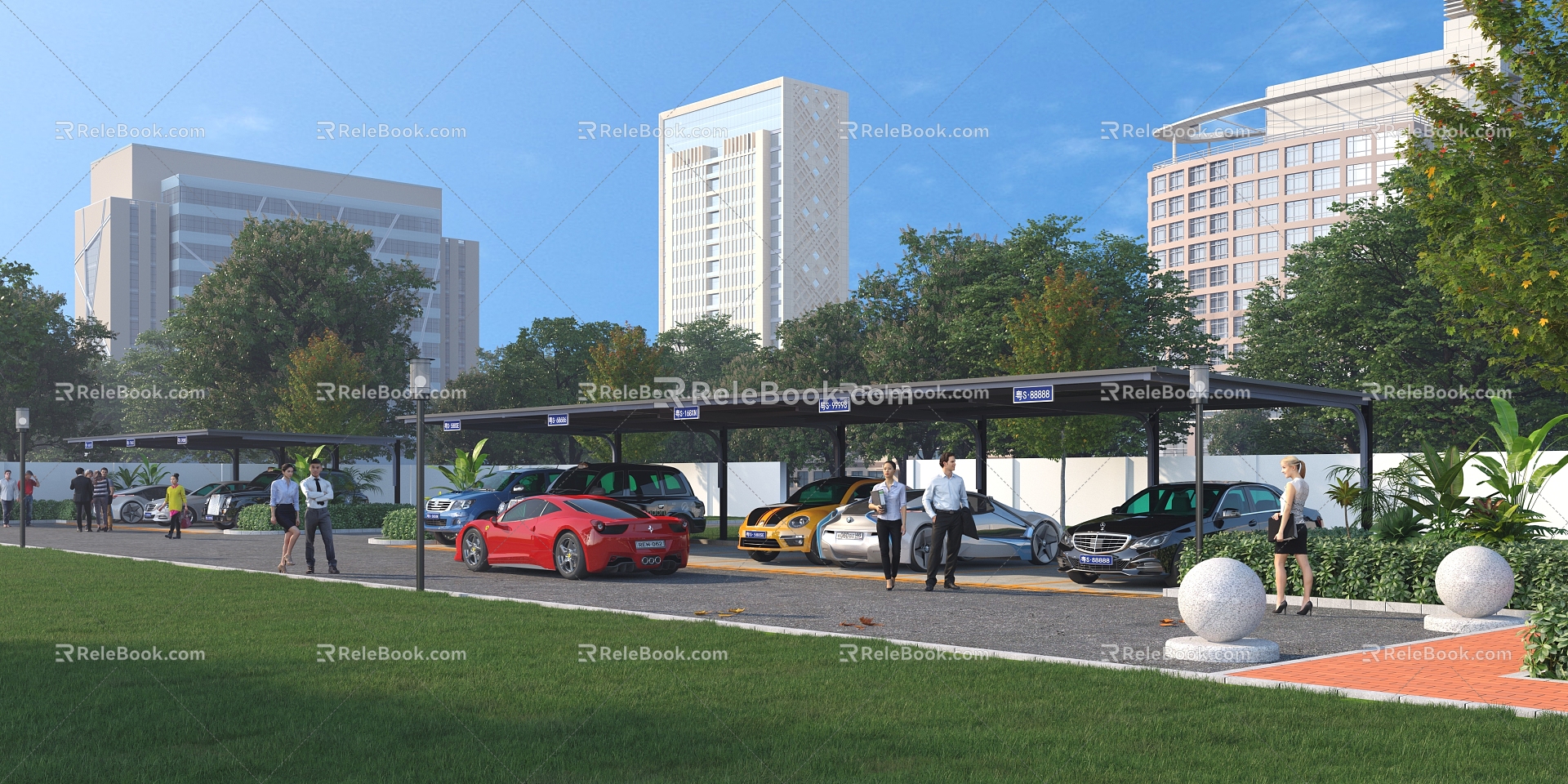 Modern parking shed 3d model