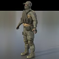 Man In Military Tactical Uniform With Helmet Tactical Vest And Protective Gear Standing