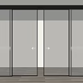 Modern Sliding Glass Door With Black Frame Clear Glass And Control Panel