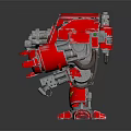 Red Mechanical Armored Creature With Heavy Weapon And Detailed Armor Design 3d model