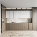 Modern Built in Stainless Steel Oven With Control Panel In Wooden Kitchen Cabinets