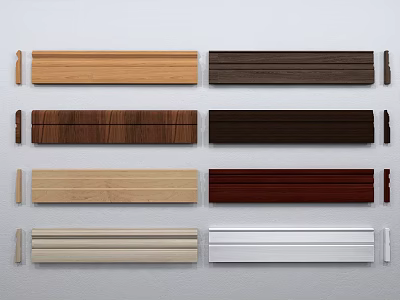 Various Colored Wooden Decorative Lines For Home Interior Design 3d model