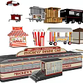 Collection of Various Food Carts Mickey's Dining Car Popcorn Bucket and Snack Stalls