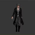 Vintage Style Man Walking In Long Coat Vest Pants And Leather Boots