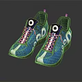 Blue And White Athletic Shoes With Mesh Design And White Laces