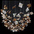 Modern Geometric Chandelier With Gold And Silver Hanging Decorative Shapes