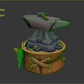 Anvil forging hammer iron cartoon forging game items game props game equipment 3d model