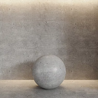 Light Colored Smooth Ground Surface With Gray Decorative Sphere Against Gray Textured Wall 3d model