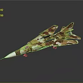 Colorful Camouflage Fighter Jet Model With Aerodynamic Design And Detailed Military Features