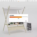 Portable Wooden Foldable Stand With Small Potted Plants Tissue And Blackboard