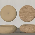 Natural Woven Round Floor Cushions With Textured Rattan Patterns For Home Living
