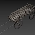 Old Fashioned Wooden Wagon With Large Spoked Wheels And Open Cart