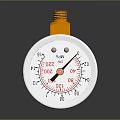 Industrial Pressure Gauge With Silver Casing Orange Top And Accurate PSI Measurement Scale