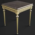 Elegant Classic Side Table With Dark Marble Top And Golden Carved Legs