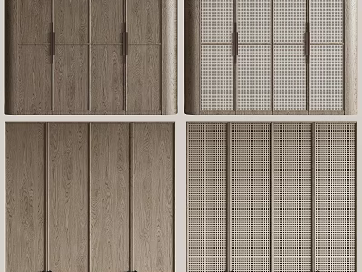 Various Modern Wardrobe Door Designs With Wooden Texture And Grid Patterns 3d model