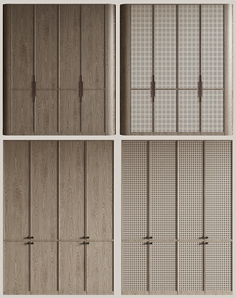 Silent Wind Wardrobe Wooden Wardrobe Rattan Wardrobe 3d model