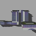 Modern Office Building Complex With Two Tall Towers And Low Rise Structures 3d model