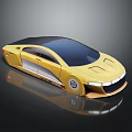 Yellow Futuristic Concept Car With Sleek Design And Solar Panel Roof
