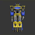 Yellow And Blue Robot Character With Mechanical Design And Toy Model Features