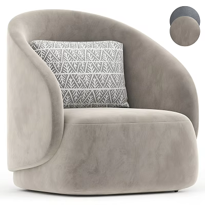 Comfortable Light Gray Velvet Leisure Chair With Geometric Pattern Cushion Modern Design 3d model