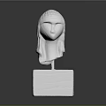 White Sculpted Head Sculpture With White Square Base And Artistic 3d model