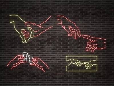 Wall Neon Light Wall Decoration Neon Light Hand Bar Neon Light Neon Light Decoration Neon Light Hand Modern Neon Light Decoration 3d model