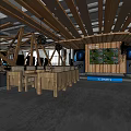 Modern Hotel Public Lounge Area With Wooden Ceiling Beams And E Library