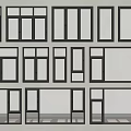 Various Home Window Designs With Black Frames And Different Panel Styles 3d model