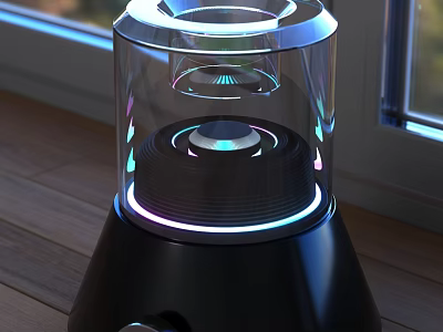 Modern Decorative Lamp With Transparent Glass Shade And Illuminated Black Base 3d model