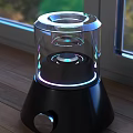 Modern Decorative Lamp With Transparent Glass Shade And Illuminated Black Base